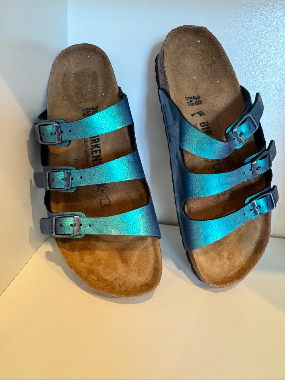 Birkenstock Florida Graceful Gemm Blue Iridescent Sandals EU 38 US 7-7.5 - Picture 2 of 7